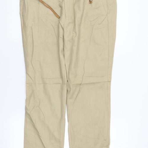 Zara Womens Beige   Trousers  Size 12 L27 in - BELTED