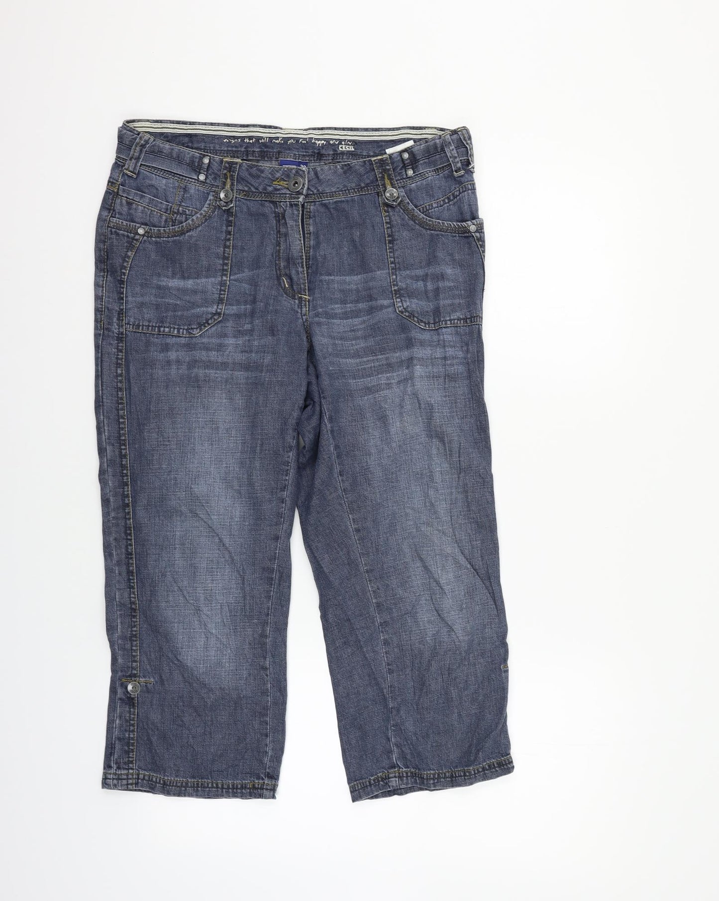 Cecil Womens Blue   Cropped Trousers Size 30 in L21 in