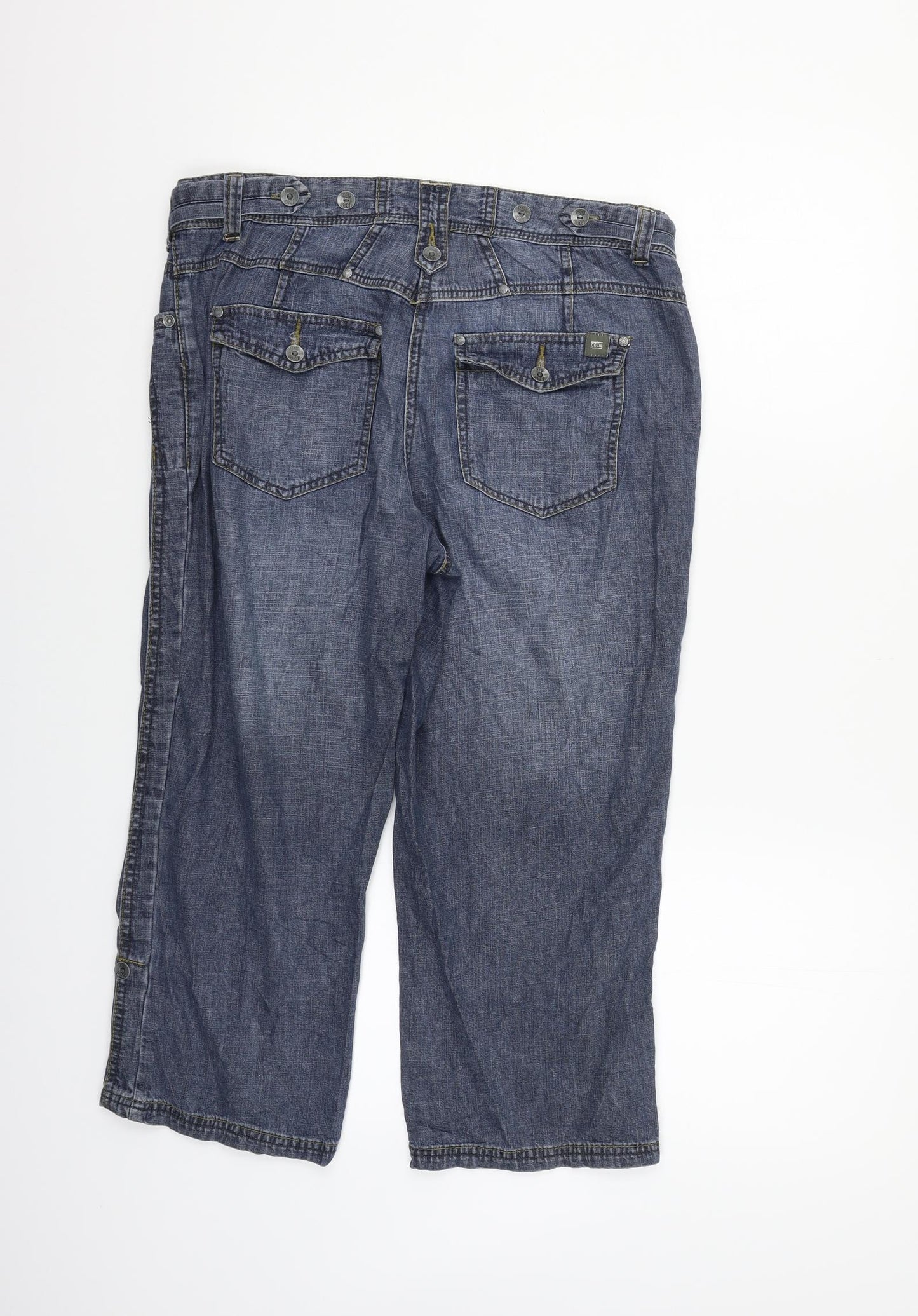 Cecil Womens Blue   Cropped Trousers Size 30 in L21 in