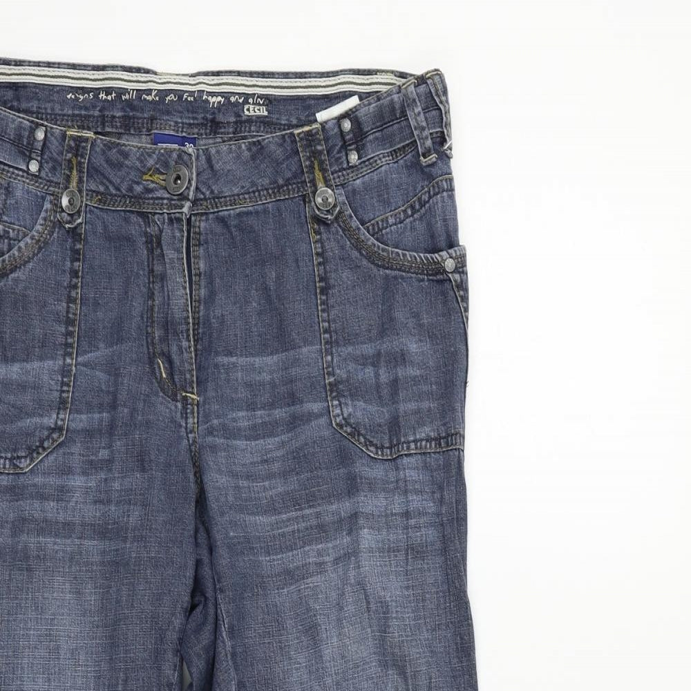 Cecil Womens Blue   Cropped Trousers Size 30 in L21 in