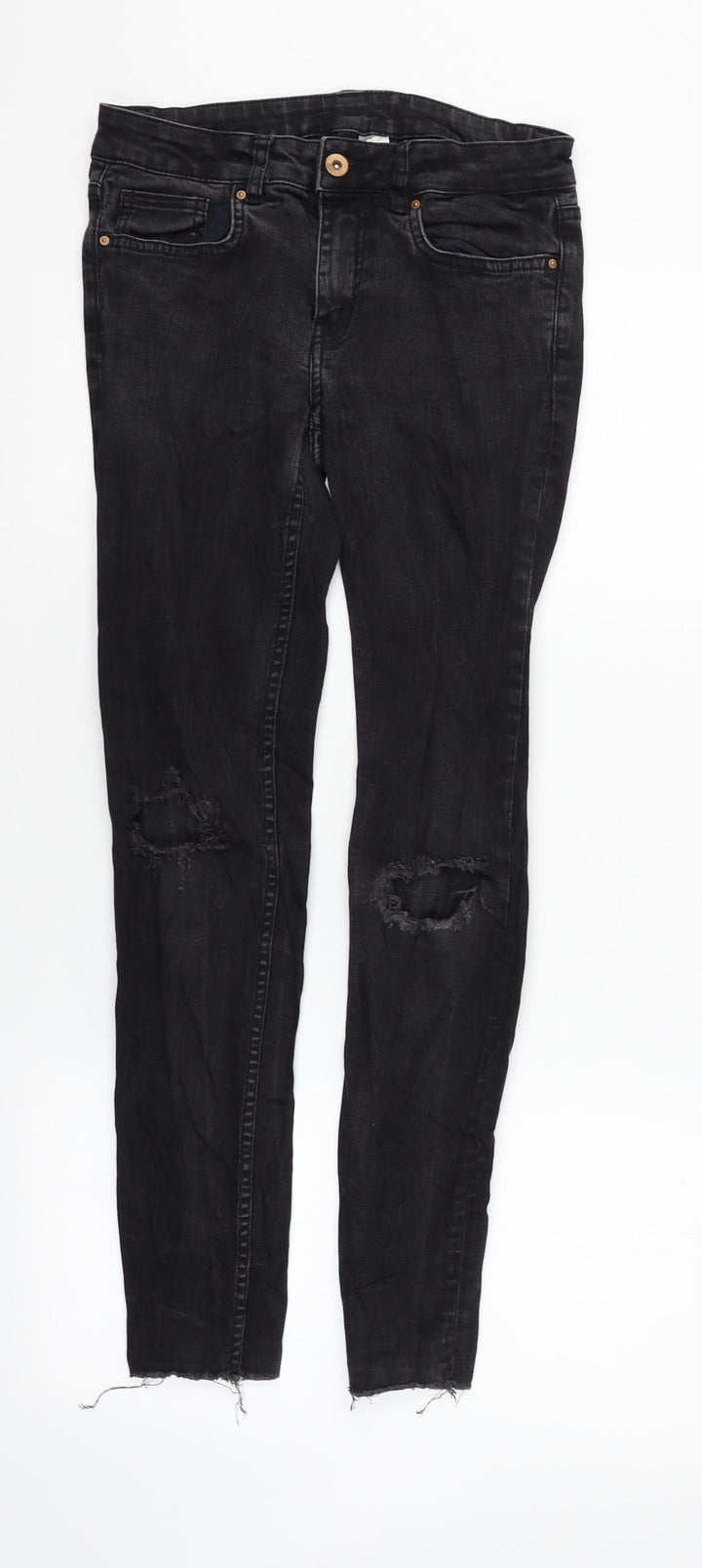 Divided Womens Black Houndstooth  Straight Jeans Size 8 L27 in