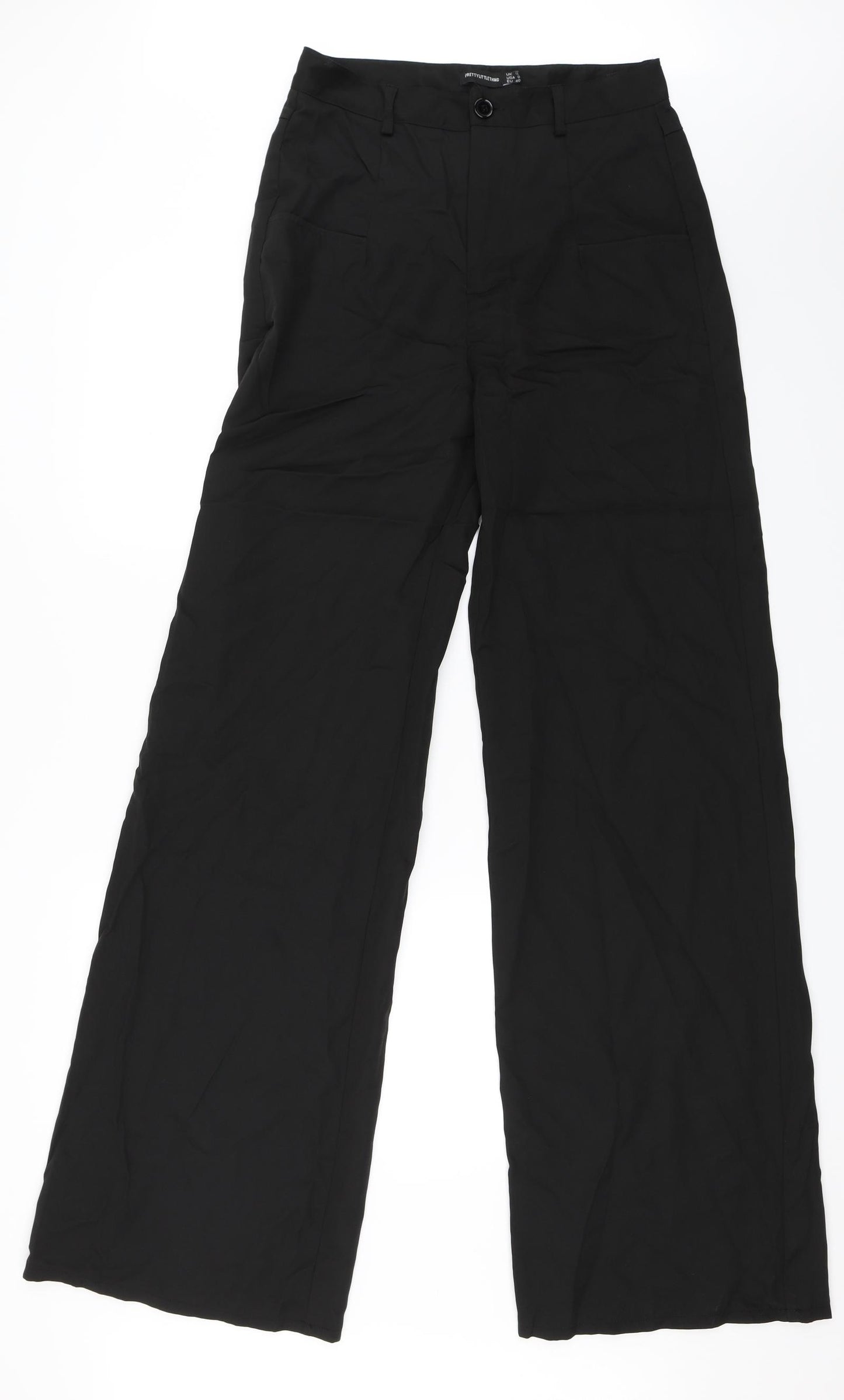 PRETTYLITTLETHING Womens Black   Trousers  Size 12 L36 in