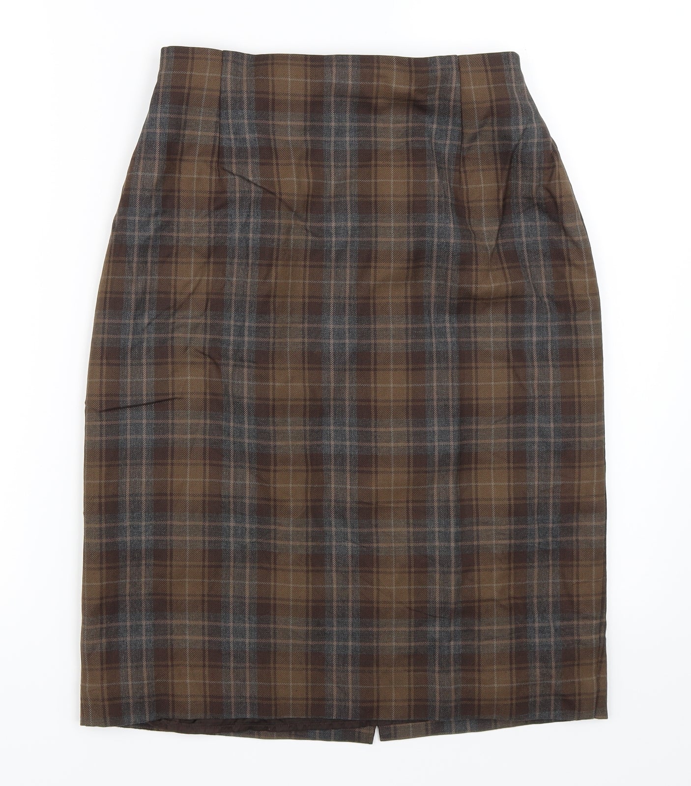 Marks and Spencer Womens Brown Check  Straight & Pencil Skirt Size 10
