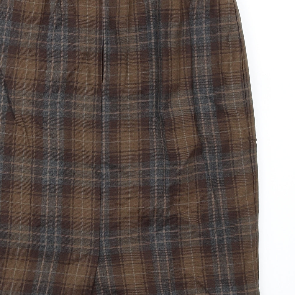 Marks and Spencer Womens Brown Check  Straight & Pencil Skirt Size 10