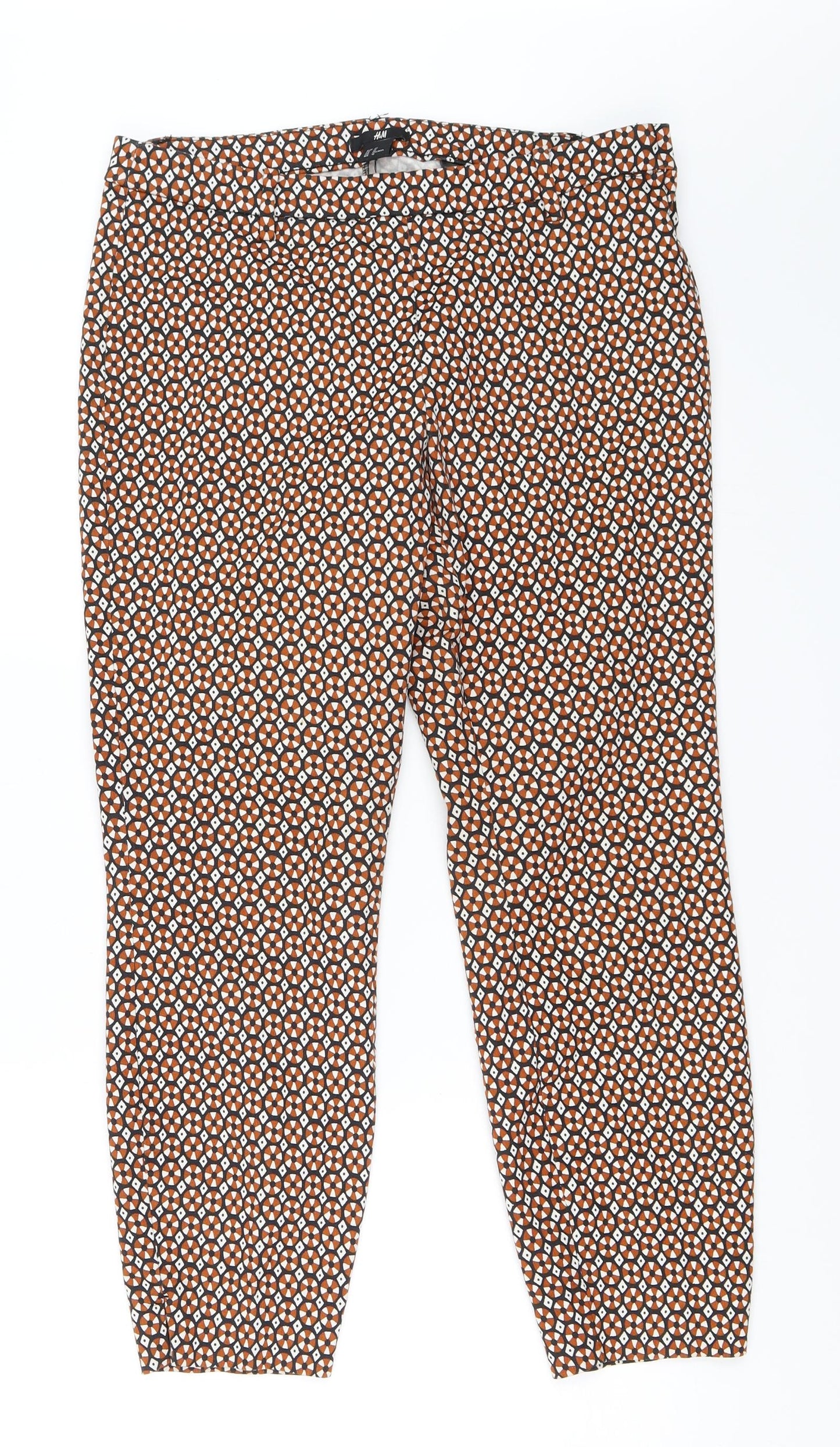 H&M Womens Orange Geometric  Capri Trousers Size 42 L26 in