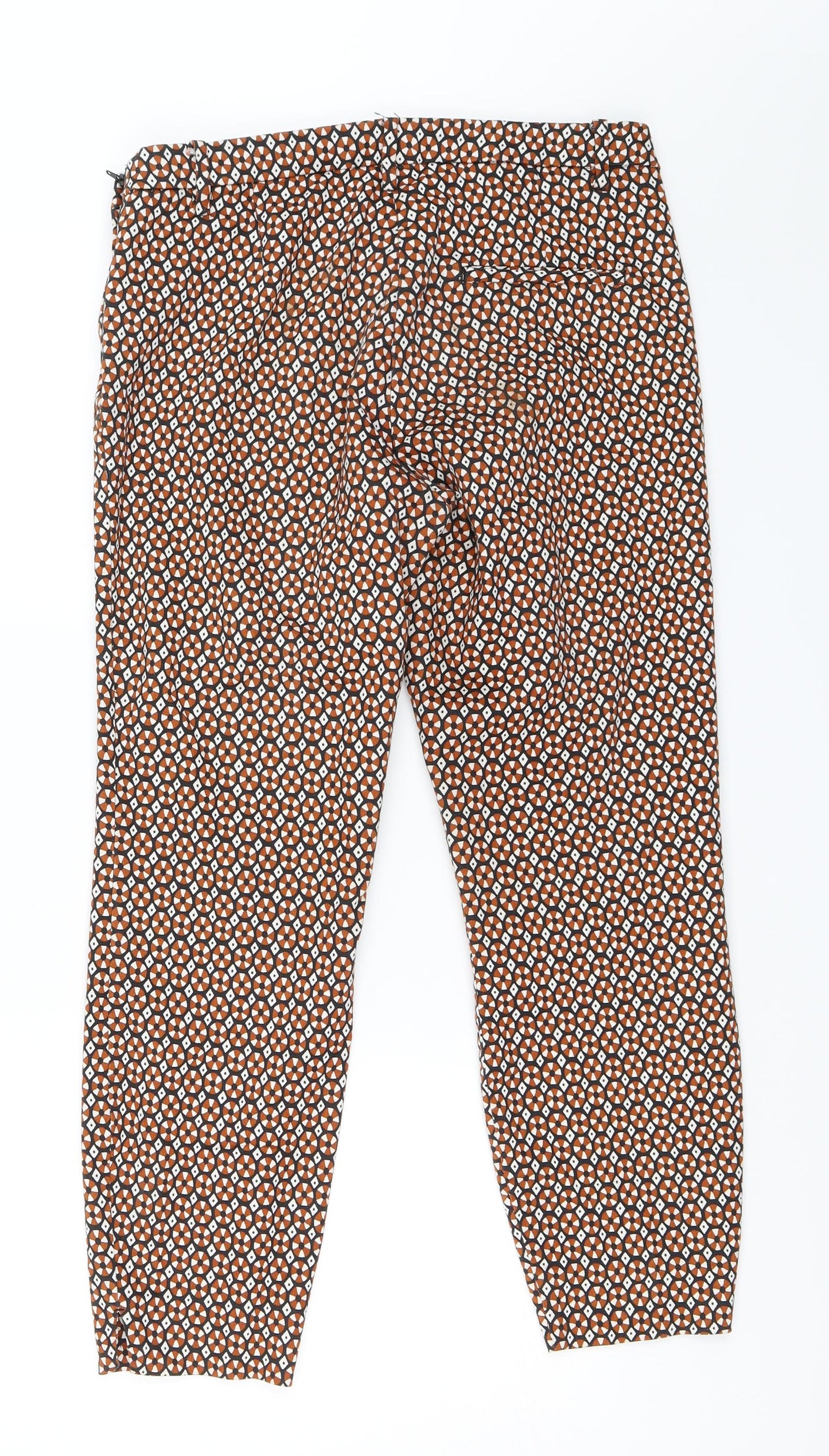 H&M Womens Orange Geometric  Capri Trousers Size 42 L26 in