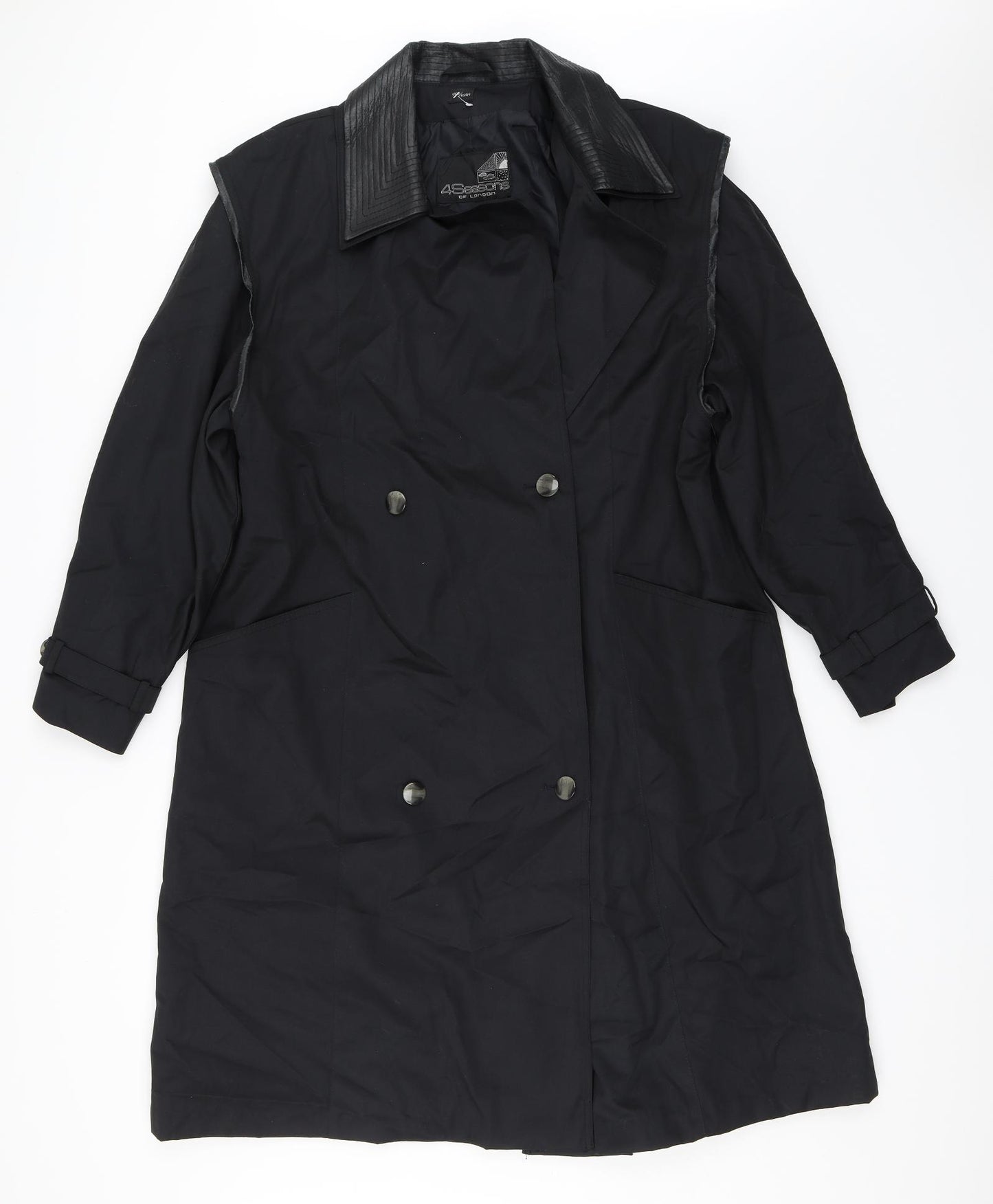 Four Seasons Womens Black   Trench Coat Coat Size 16