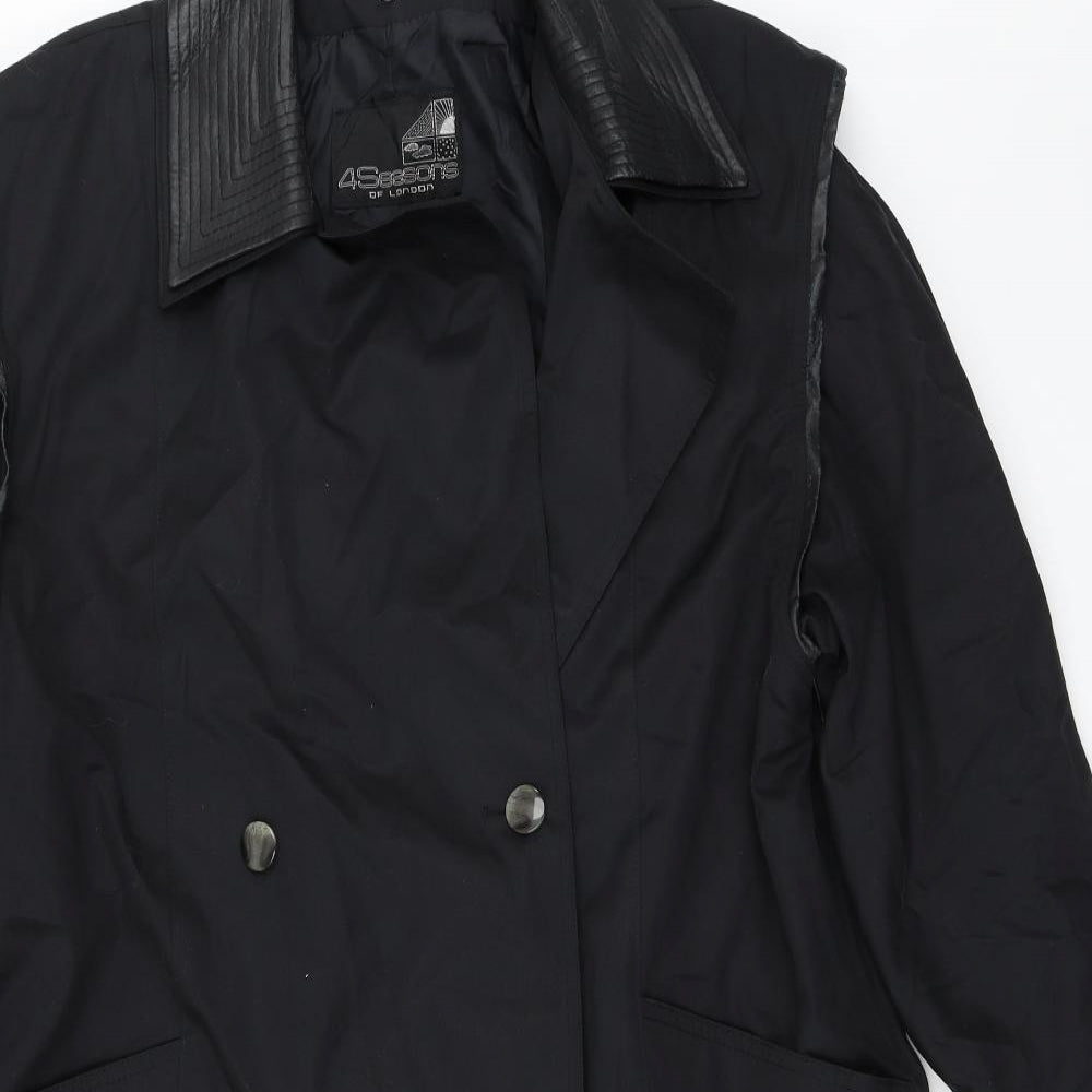 Four Seasons Womens Black   Trench Coat Coat Size 16