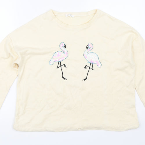 Pepper & Mint Womens Ivory   Pullover Sweatshirt Size M