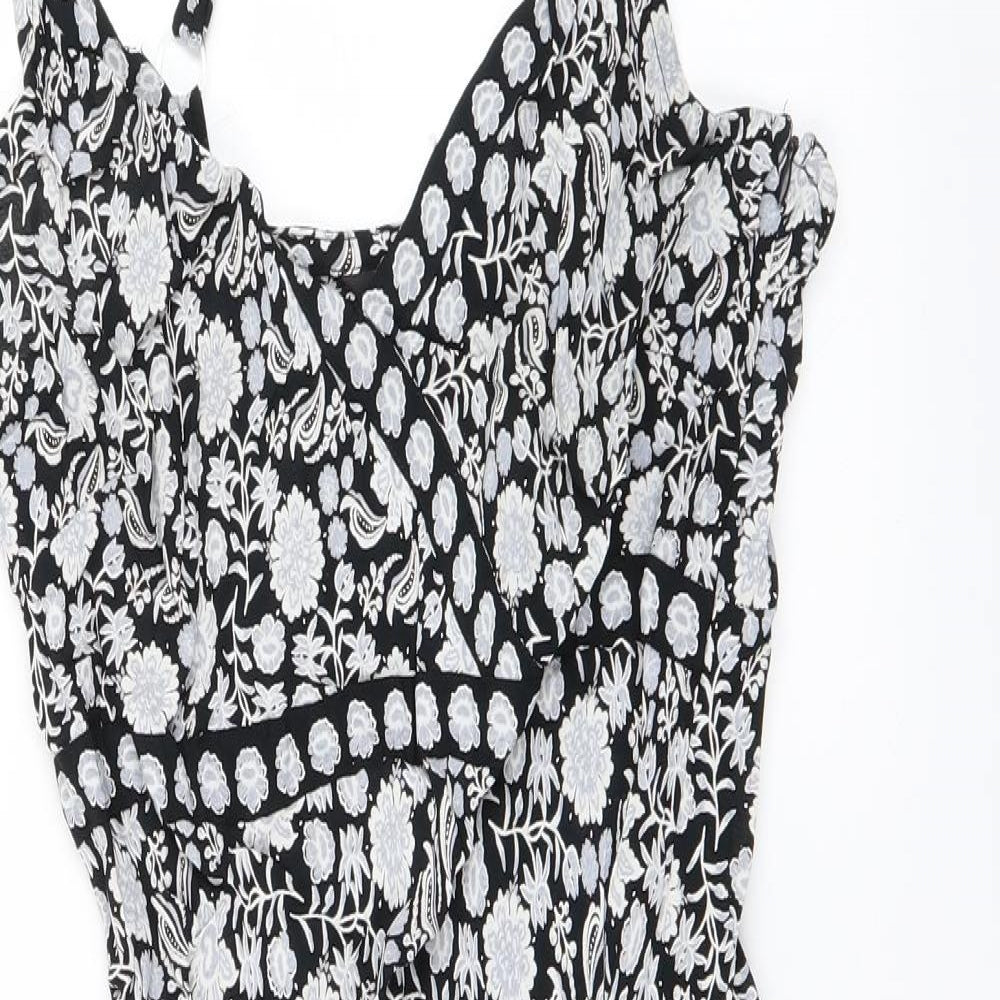 BM Womens Black Floral  Mini  Size 14