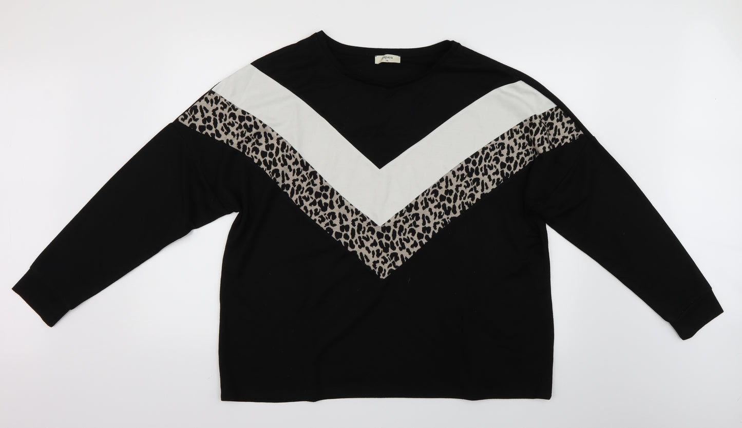 Papaya Womens Black Animal Print  Pullover Jumper Size 20