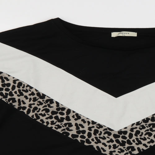 Papaya Womens Black Animal Print  Pullover Jumper Size 20