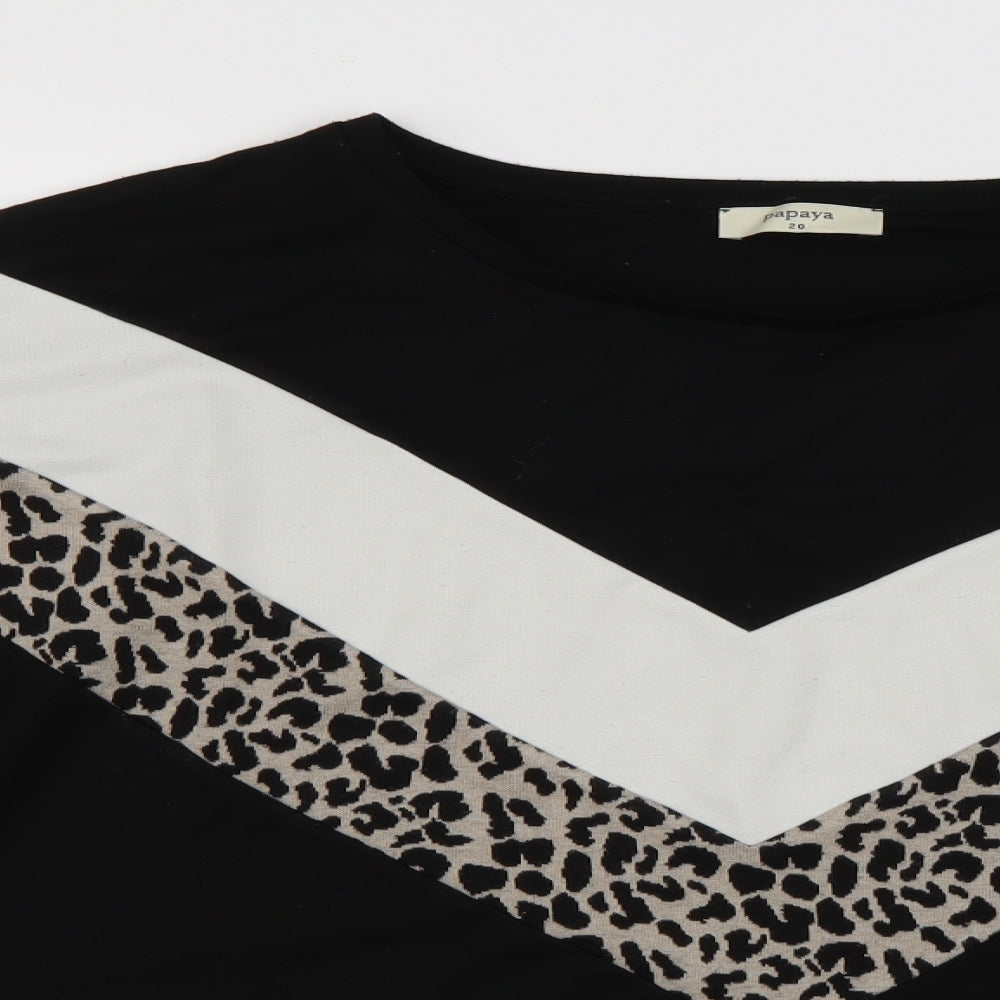 Papaya Womens Black Animal Print  Pullover Jumper Size 20