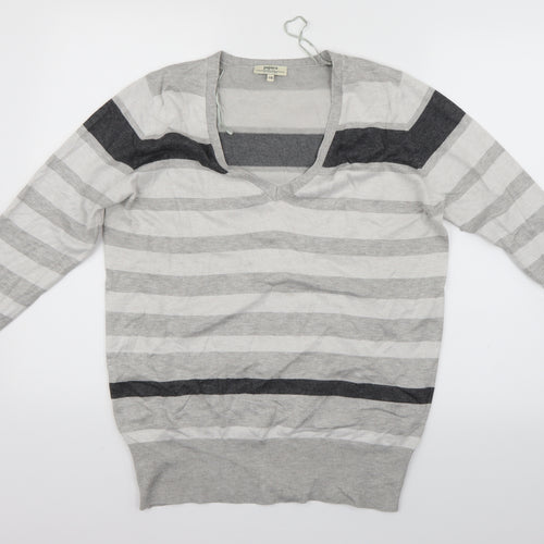 Papaya Womens Grey Striped  Pullover Jumper Size 18