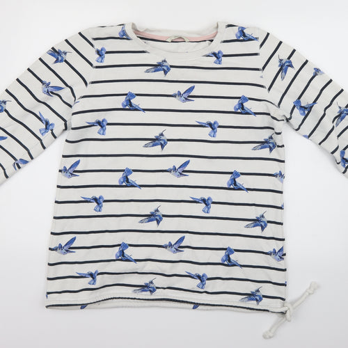 George Mens White Striped  Pullover Jumper