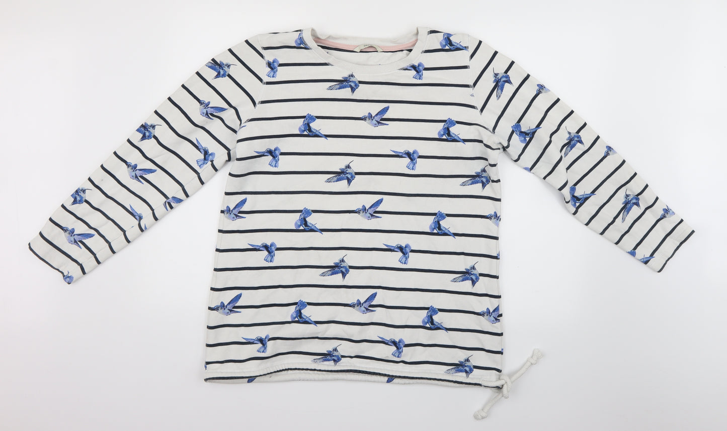 George Mens White Striped  Pullover Jumper