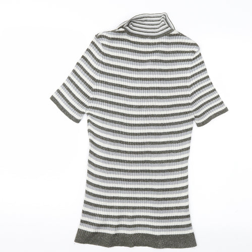 Mango Womens Grey Striped  Pullover Jumper Size L