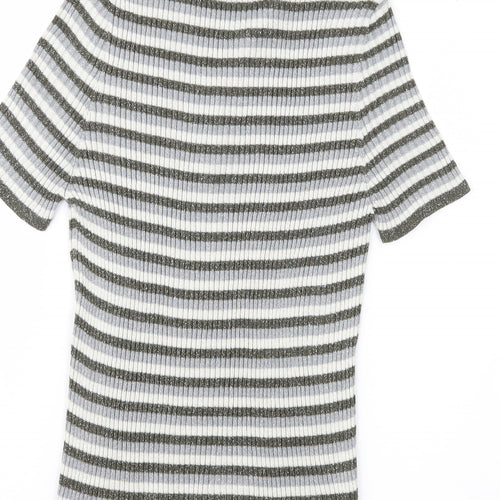 Mango Womens Grey Striped  Pullover Jumper Size L