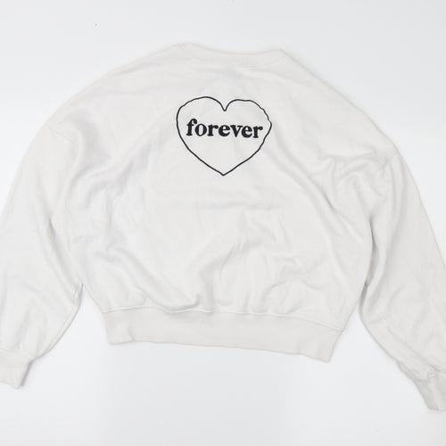 Divided Womens White   Pullover Sweatshirt Size XS