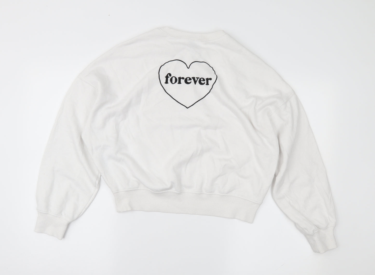 Divided Womens White   Pullover Sweatshirt Size XS