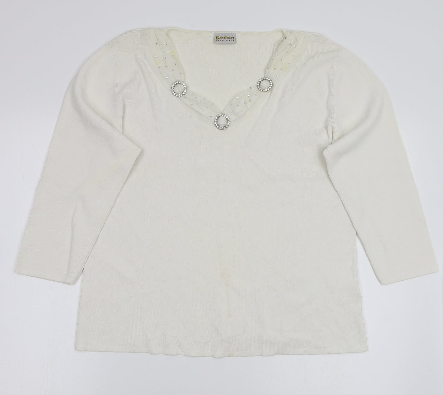 Roman Womens White   Basic T-Shirt Size L