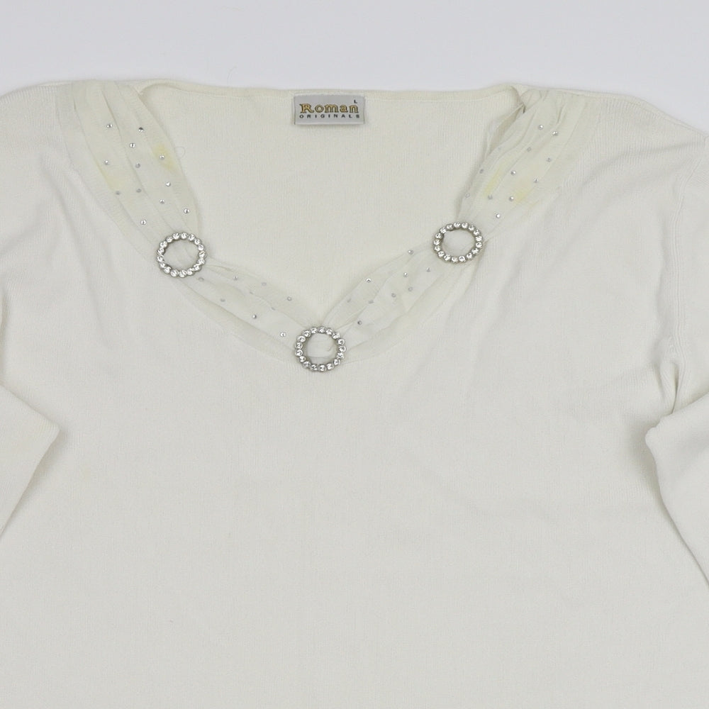 Roman Womens White   Basic T-Shirt Size L