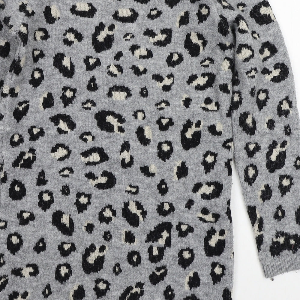 Primark Girls Grey Animal Print  Pullover Jumper Size 12 Years
