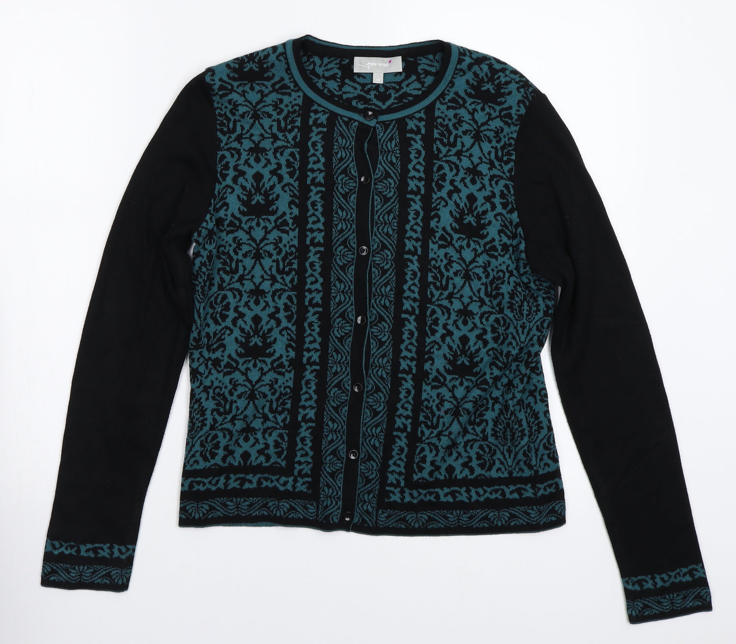 Per Una Womens Black Paisley  Cardigan Jumper Size 10