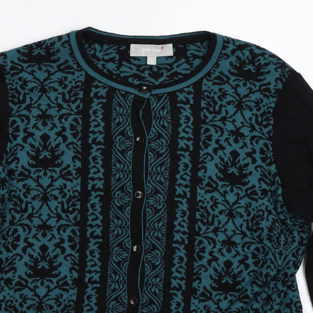 Per Una Womens Black Paisley  Cardigan Jumper Size 10