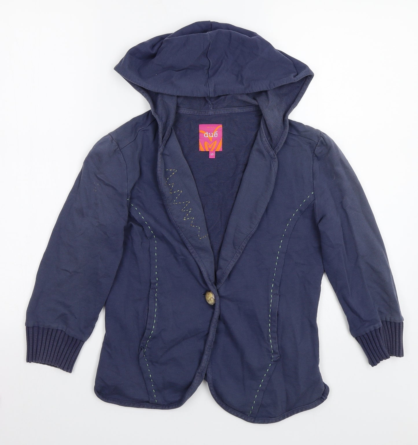 Due Womens Blue   Jacket Coat Size 10