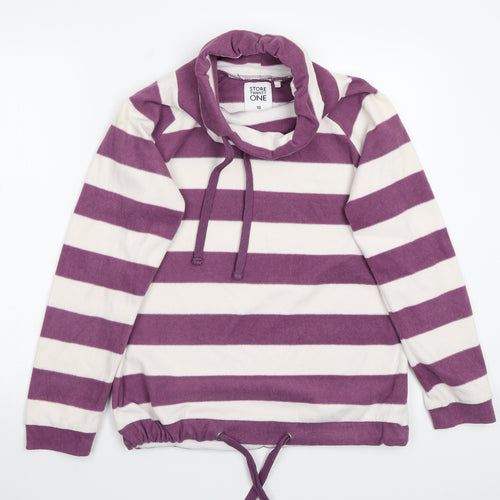 Store Twenty One Womens White Striped  Pullover Jumper Size 10