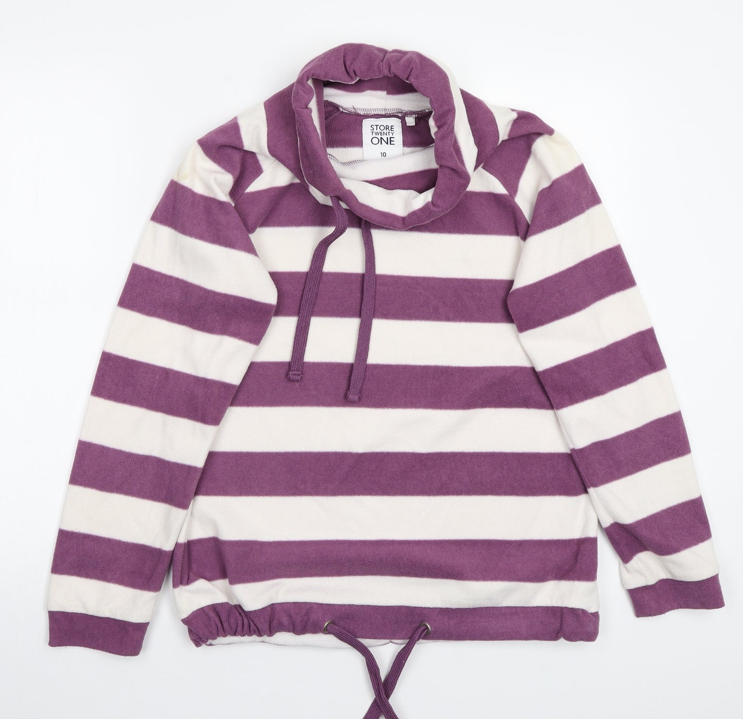 Store Twenty One Womens White Striped  Pullover Jumper Size 10