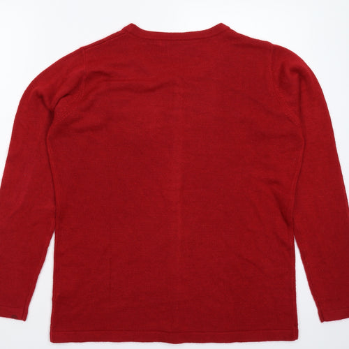 Isle Womens Red Floral Knit Cardigan Jumper Size 16