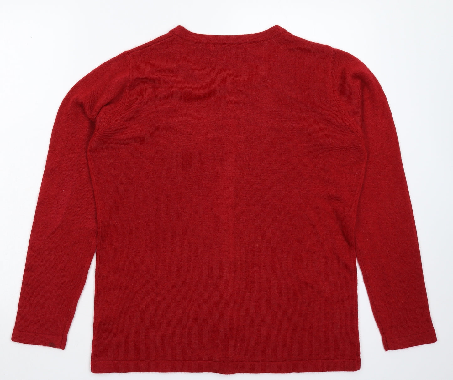Isle Womens Red Floral Knit Cardigan Jumper Size 16