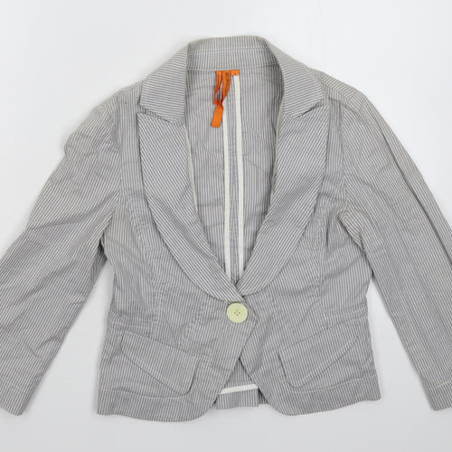 BCBGeneration Womens Grey Striped  Jacket Blazer Size S