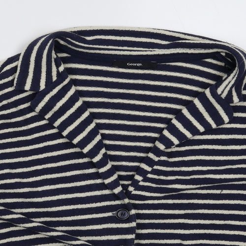 George Womens Blue Striped  Jacket Coatigan Size 24