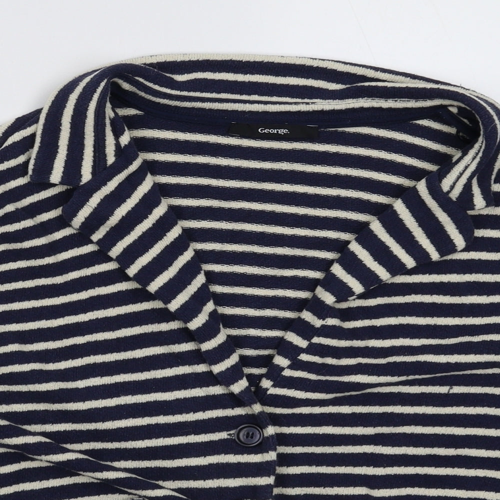 George Womens Blue Striped  Jacket Coatigan Size 24