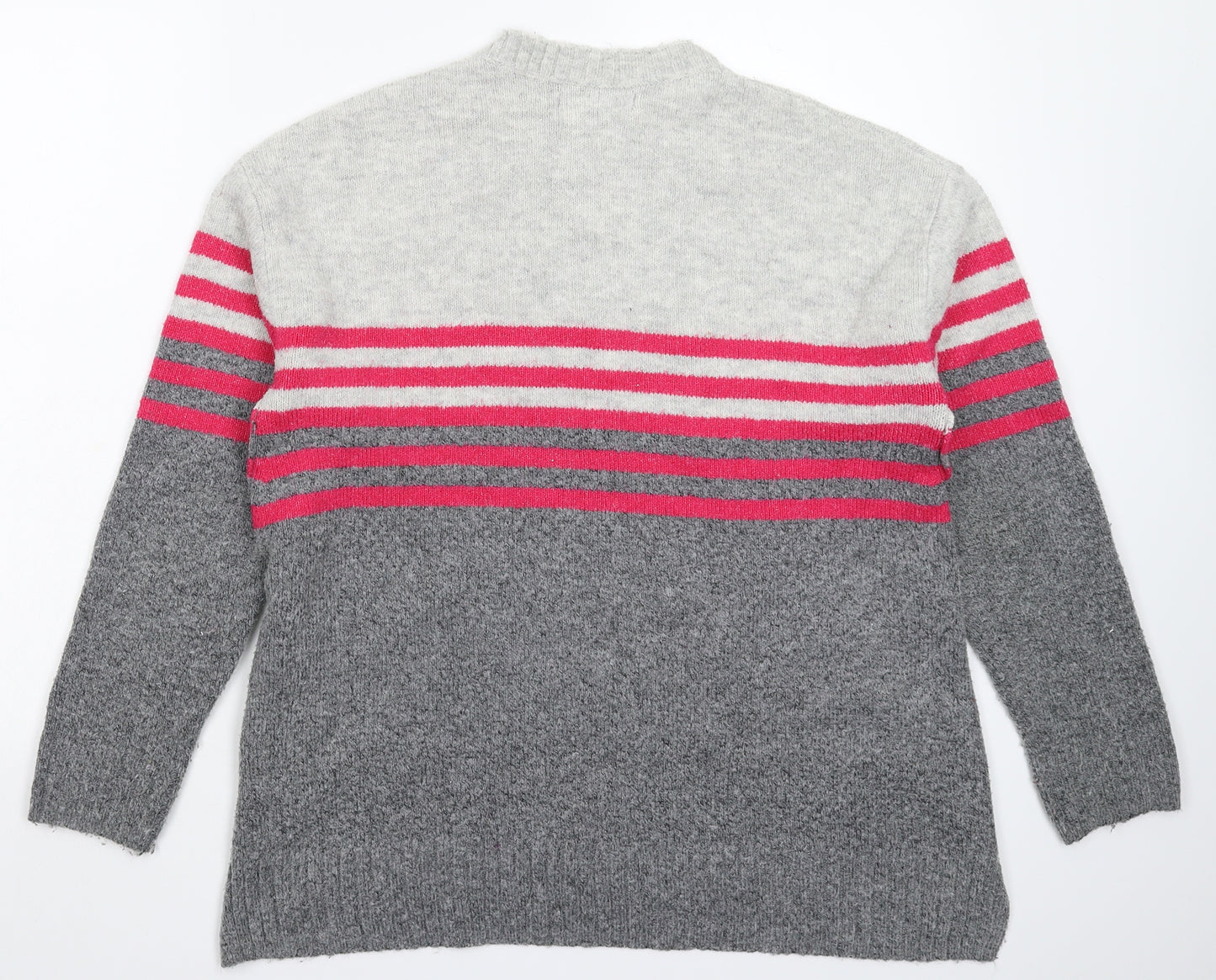 Marks and Spencer Womens Grey Striped Knit Pullover Jumper Size M