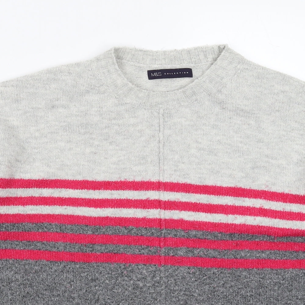 Marks and Spencer Womens Grey Striped Knit Pullover Jumper Size M