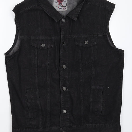 Denim & Co. Mens Black  Denim Gilet Jacket Size XL