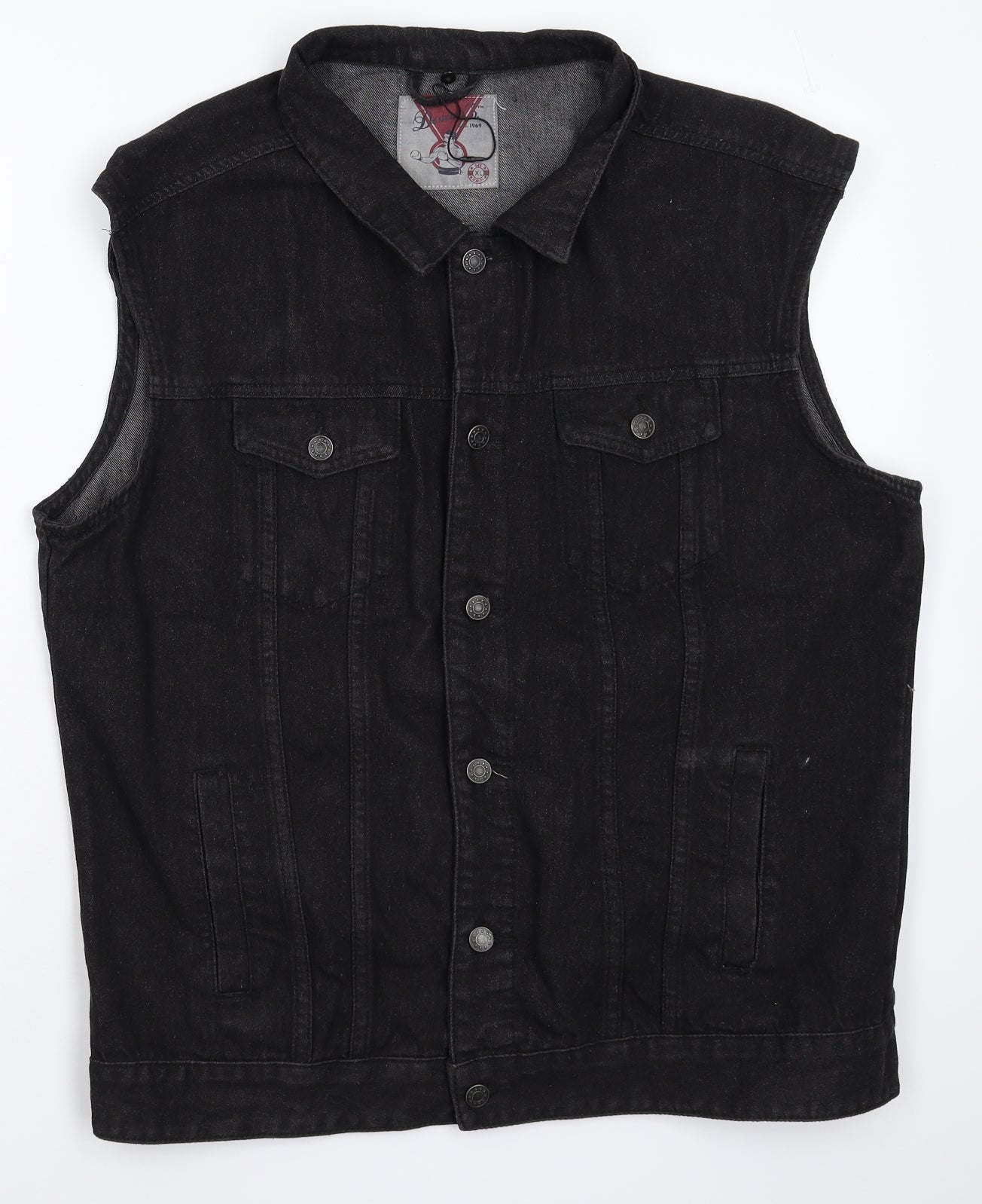 Denim & Co. Mens Black  Denim Gilet Jacket Size XL