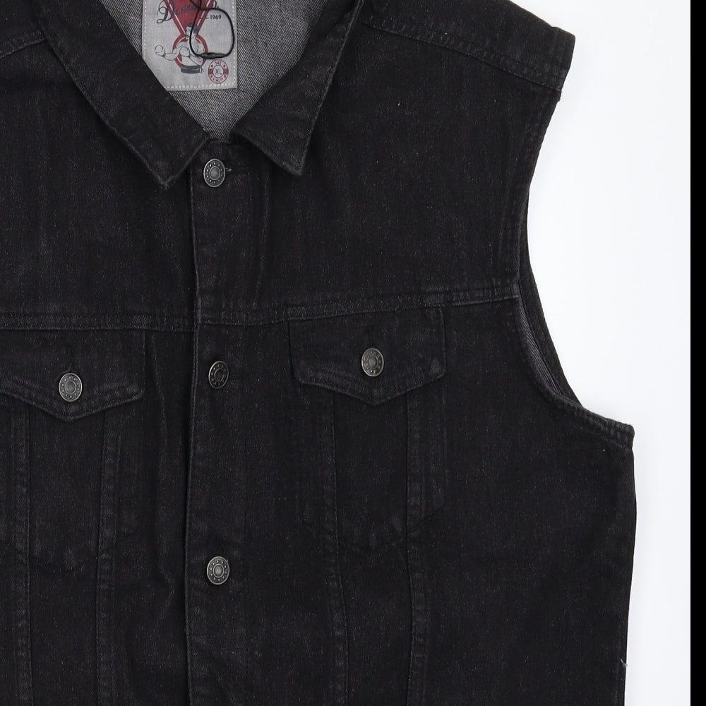 Denim & Co. Mens Black  Denim Gilet Jacket Size XL