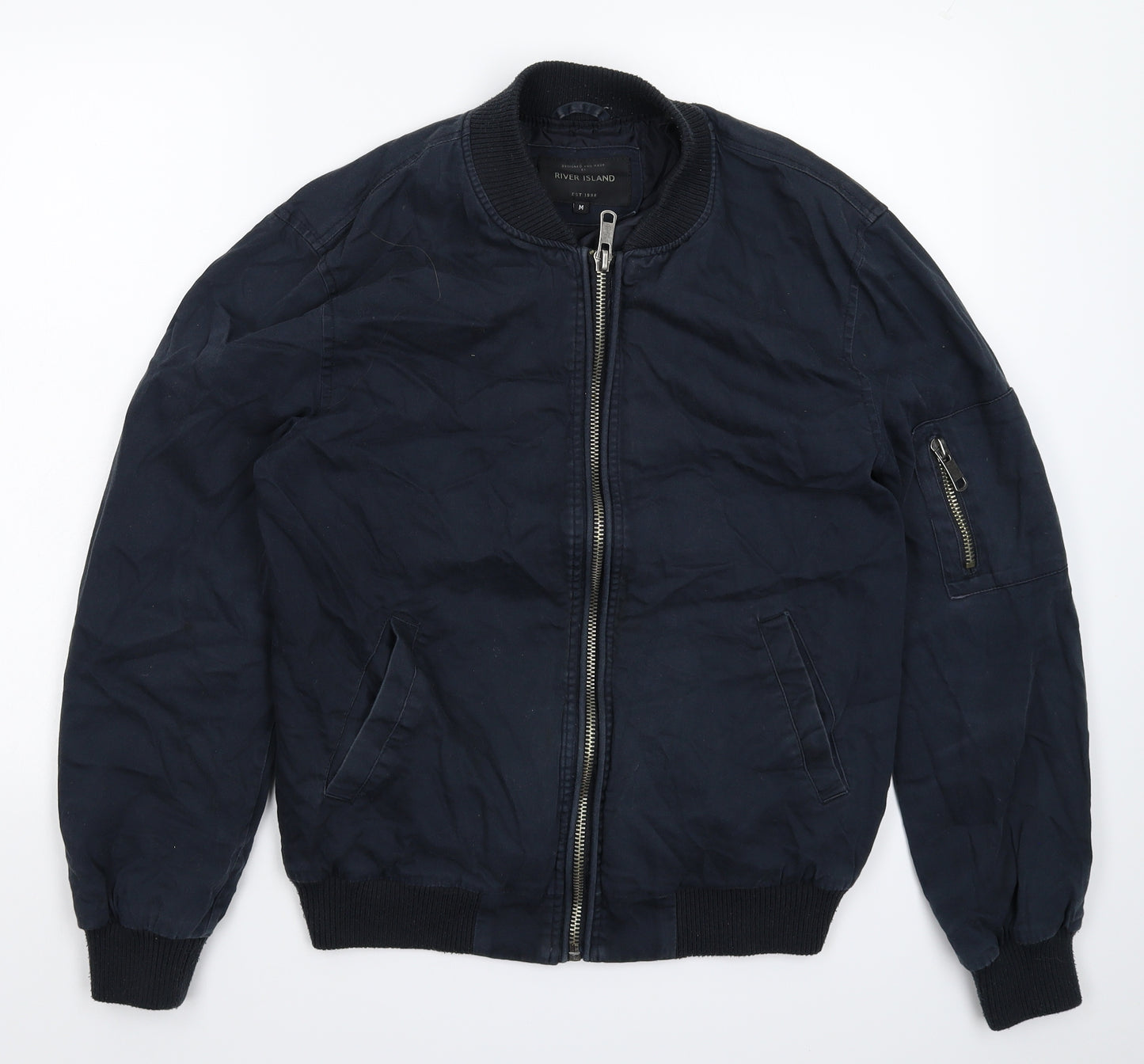 River Island Mens Blue   Bomber Jacket Jacket Size M