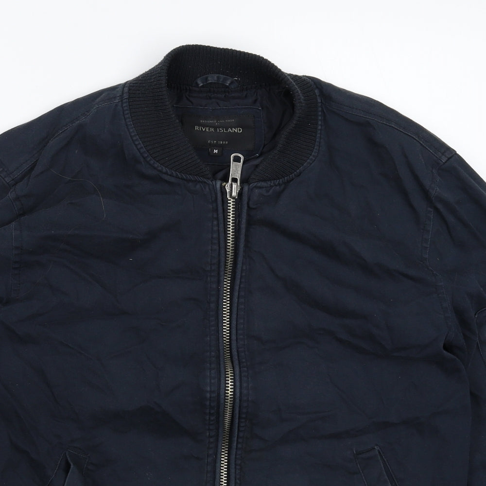 River Island Mens Blue   Bomber Jacket Jacket Size M
