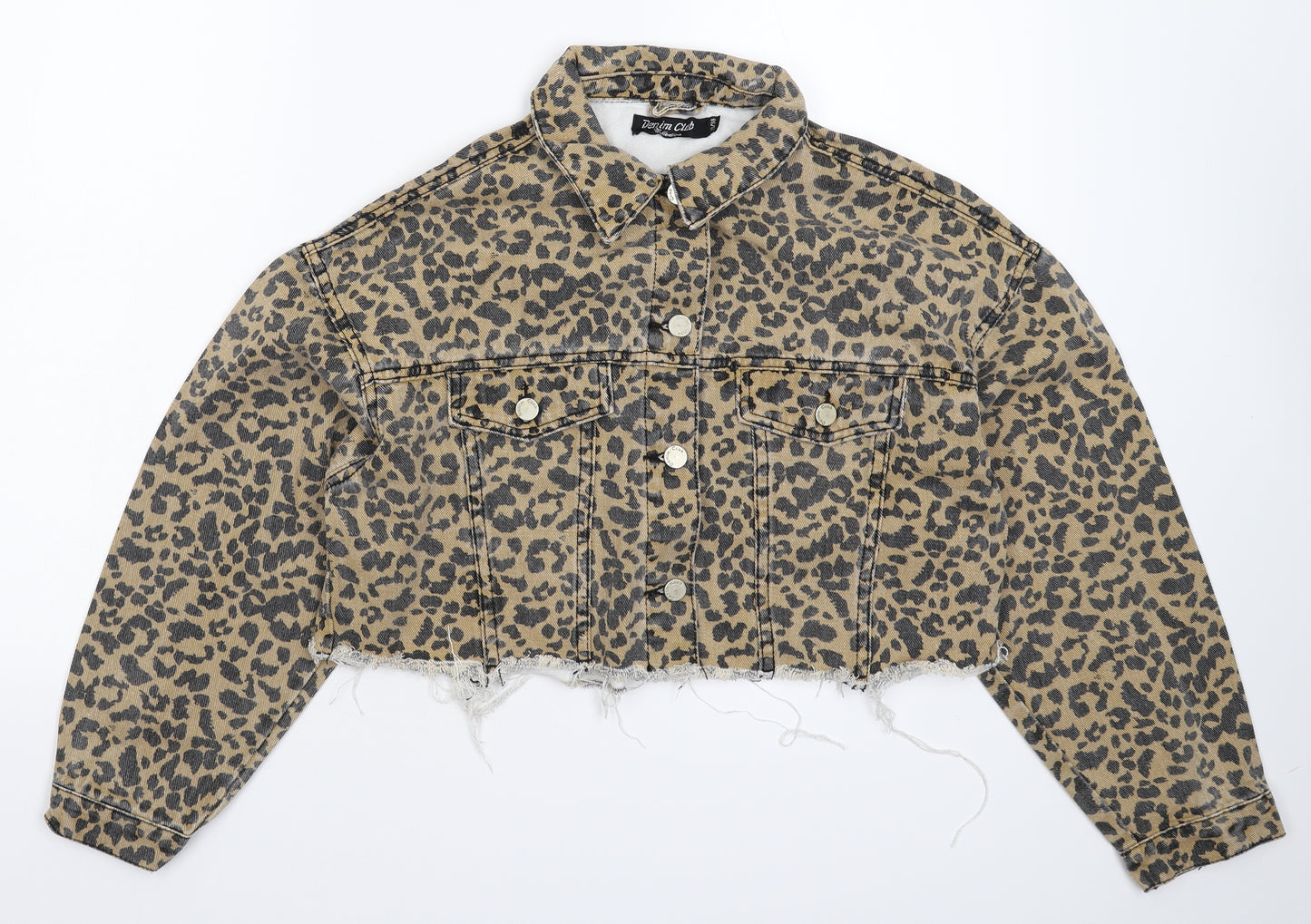 Denim Club Womens Beige Animal Print Denim Jacket  Size 10