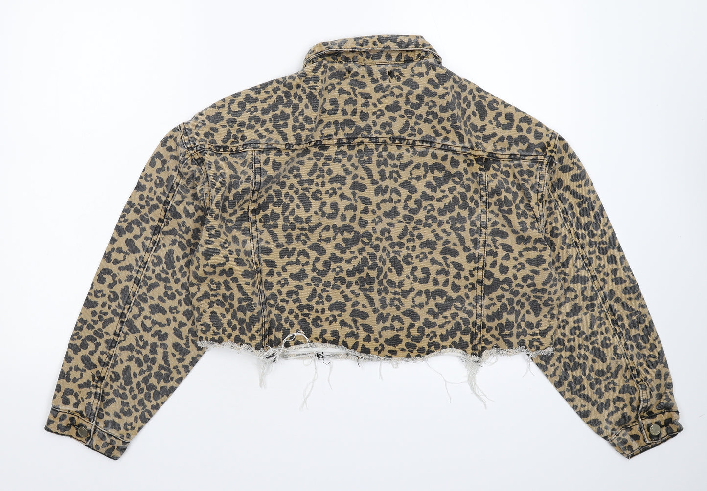 Denim Club Womens Beige Animal Print Denim Jacket  Size 10