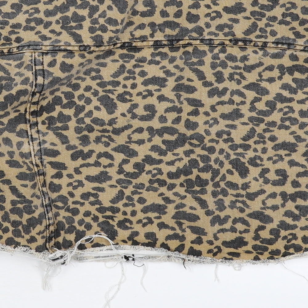 Denim Club Womens Beige Animal Print Denim Jacket  Size 10