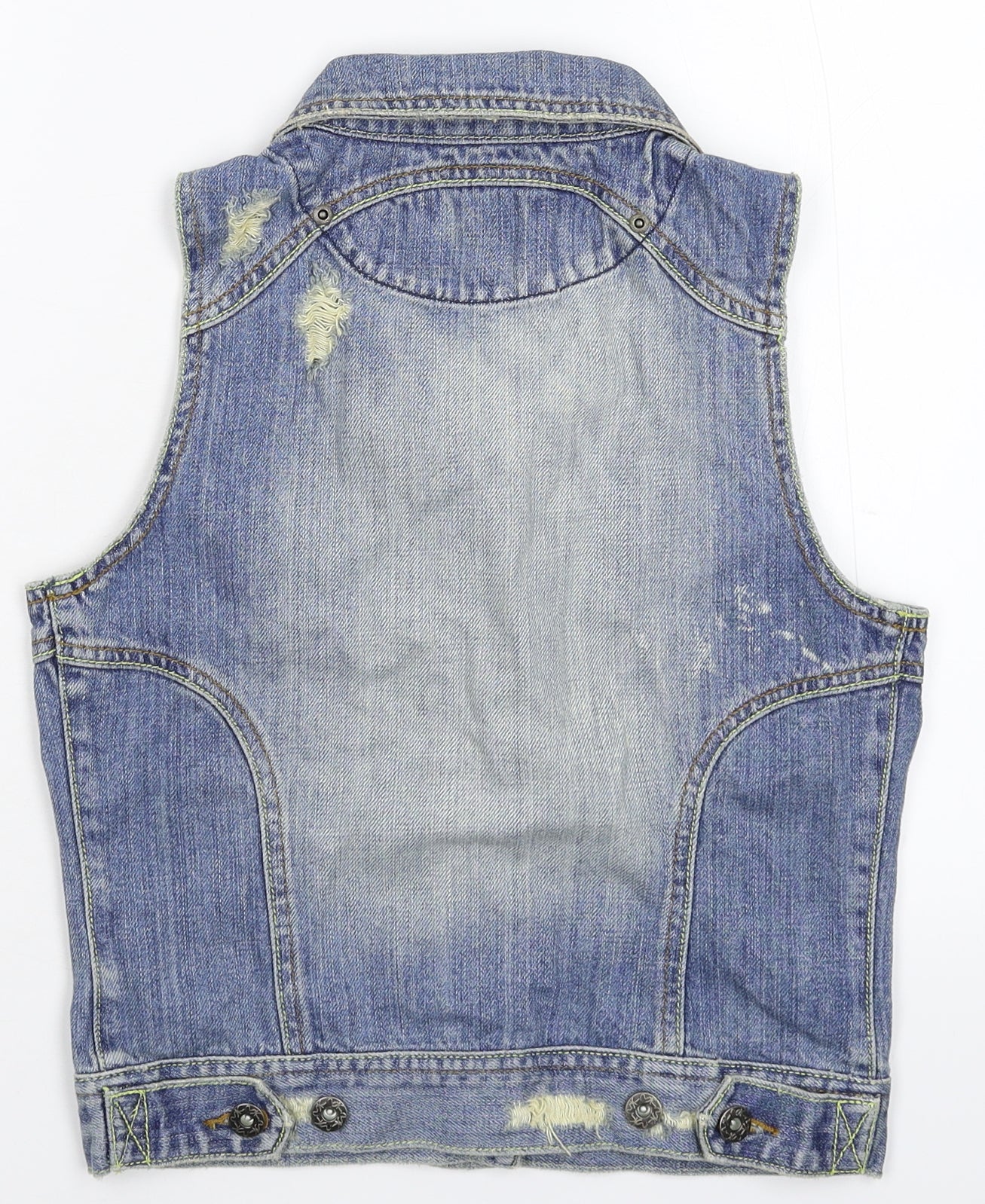 Preworn Womens Blue  Denim Gilet Jacket Size 10  - Distressed