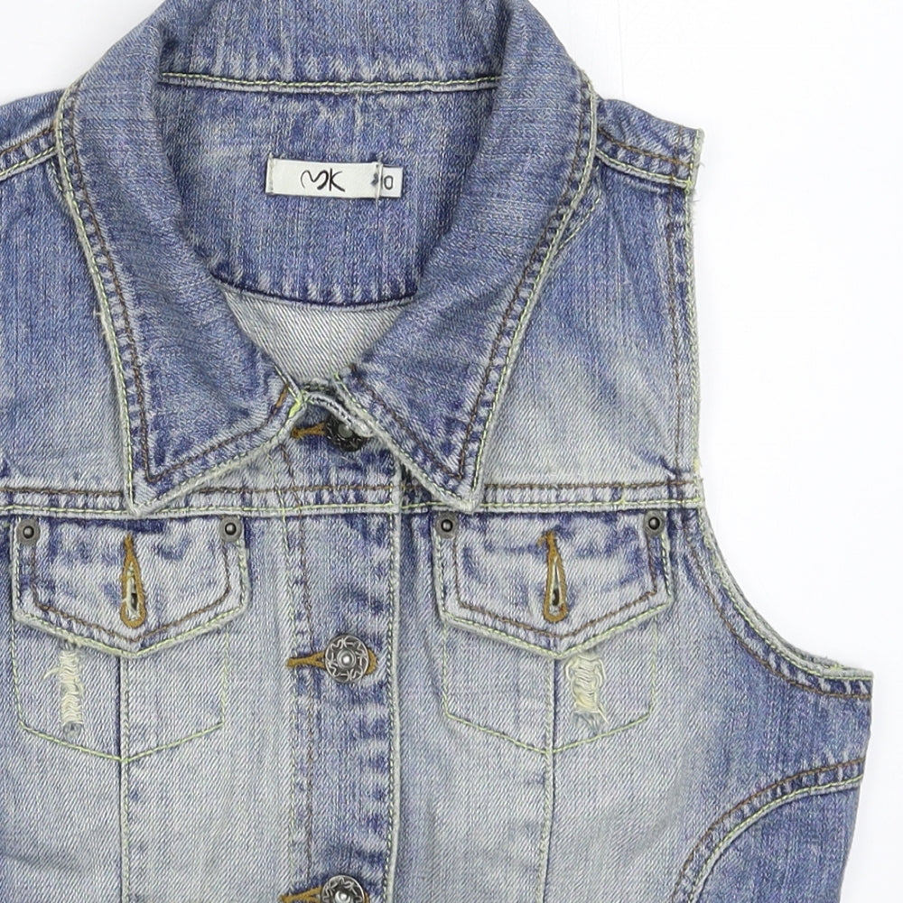 Preworn Womens Blue  Denim Gilet Jacket Size 10  - Distressed