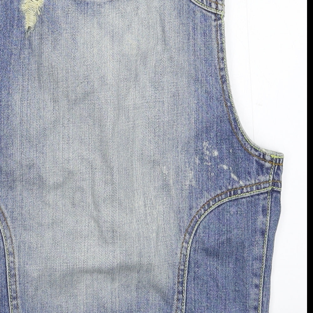 Preworn Womens Blue  Denim Gilet Jacket Size 10  - Distressed